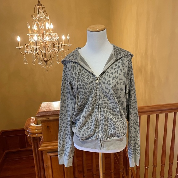 Current/Elliott The Zip Hoodie in Grey Leopard *LIKE NEW! - Picture 2 of 7